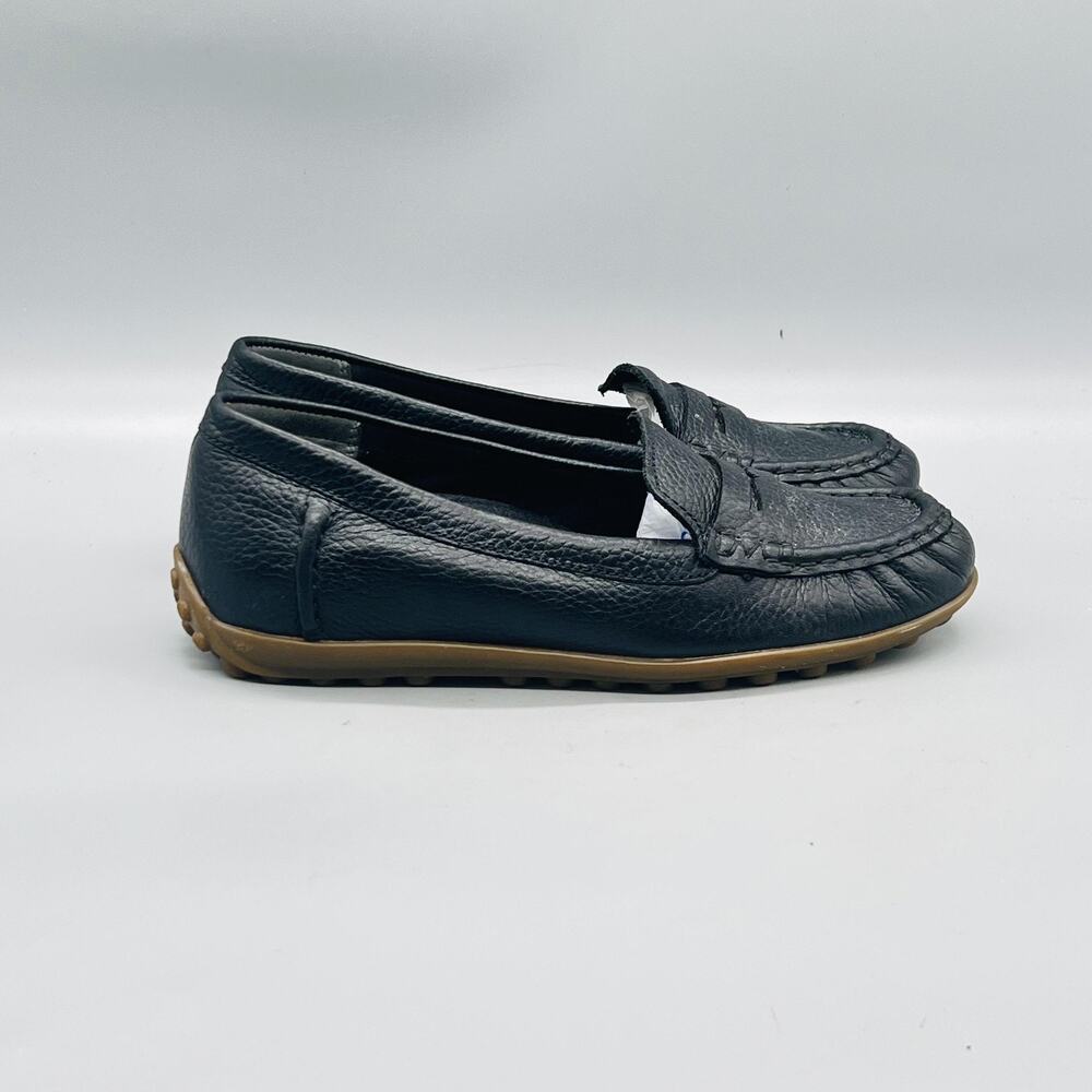 Vionic Shoes Womens 6 Black Leather Marcy Driving Loafer Flats Slip On Comfort